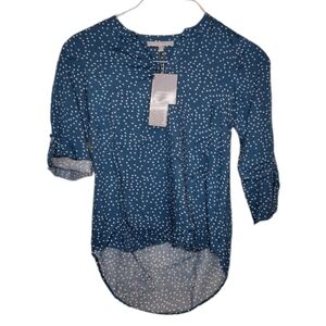 Daniel Rainn Split V-Neck Top Size PXS Teal